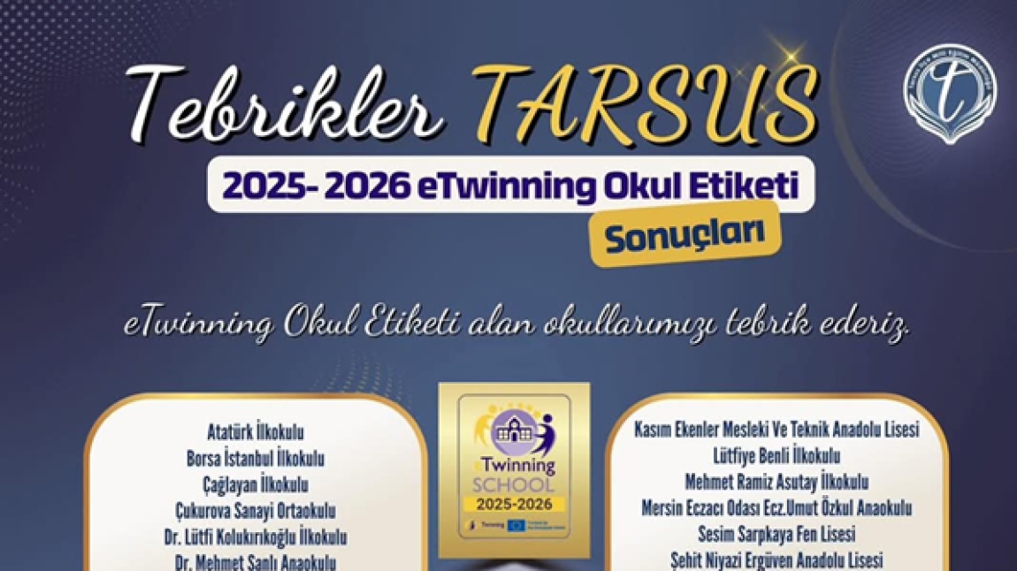 Okulumuz eTwinning Okul Etiketine layık görülmüştür.